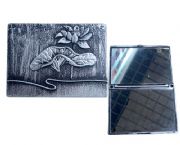 荷花復古銀色化妝鏡