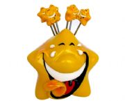 卡通黃臉水果叉