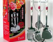 白瓷廚具七件組(單支玫瑰花紋)